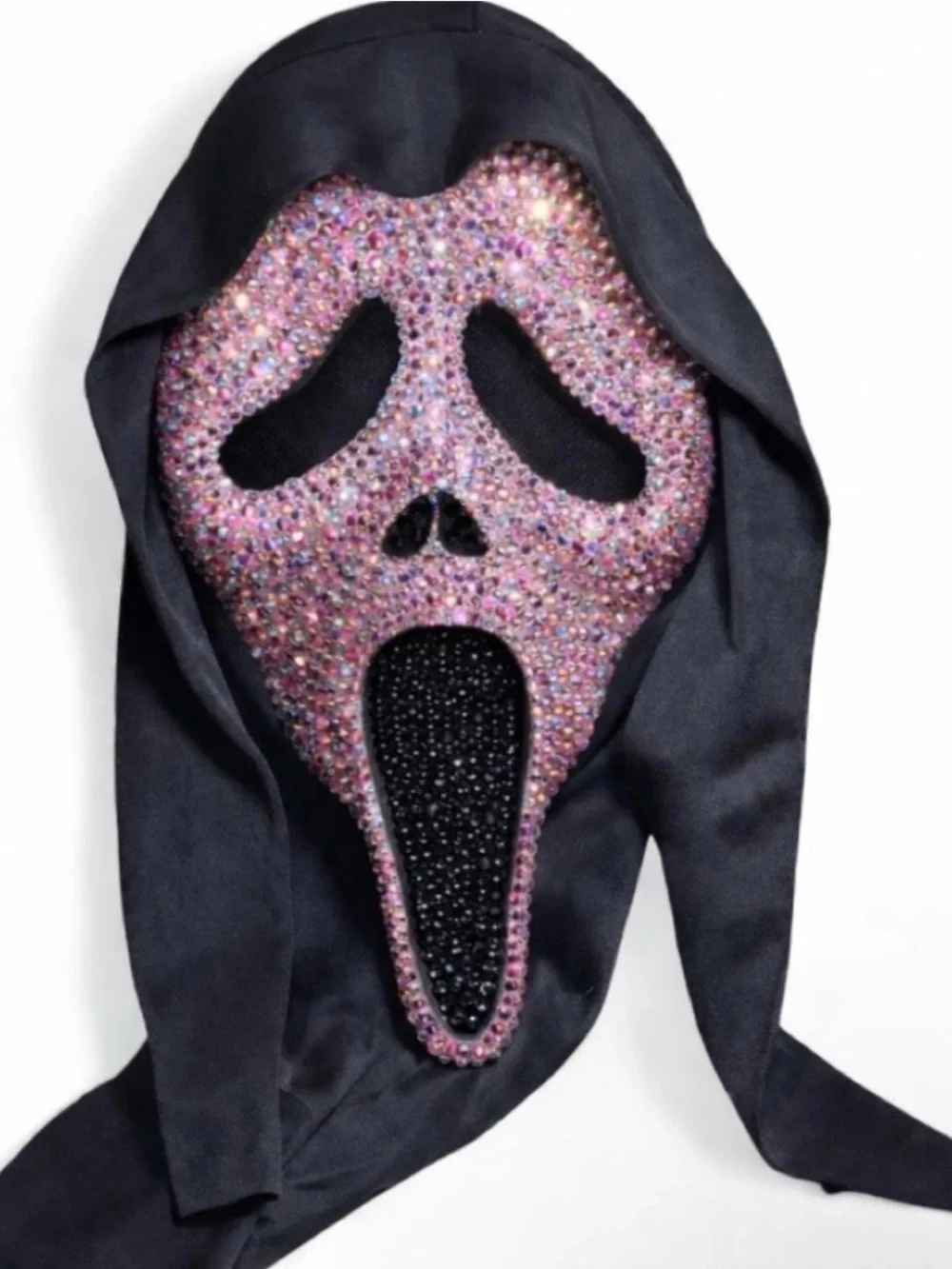 Light Rose Pink Crystal Diamond Sparkly Ghost Face Scream Horror Mask New